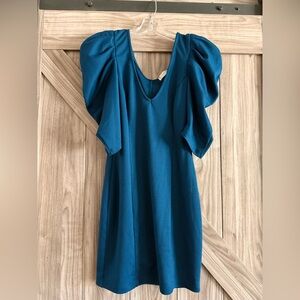 Solemio Teal Puff Sleeve Blouse